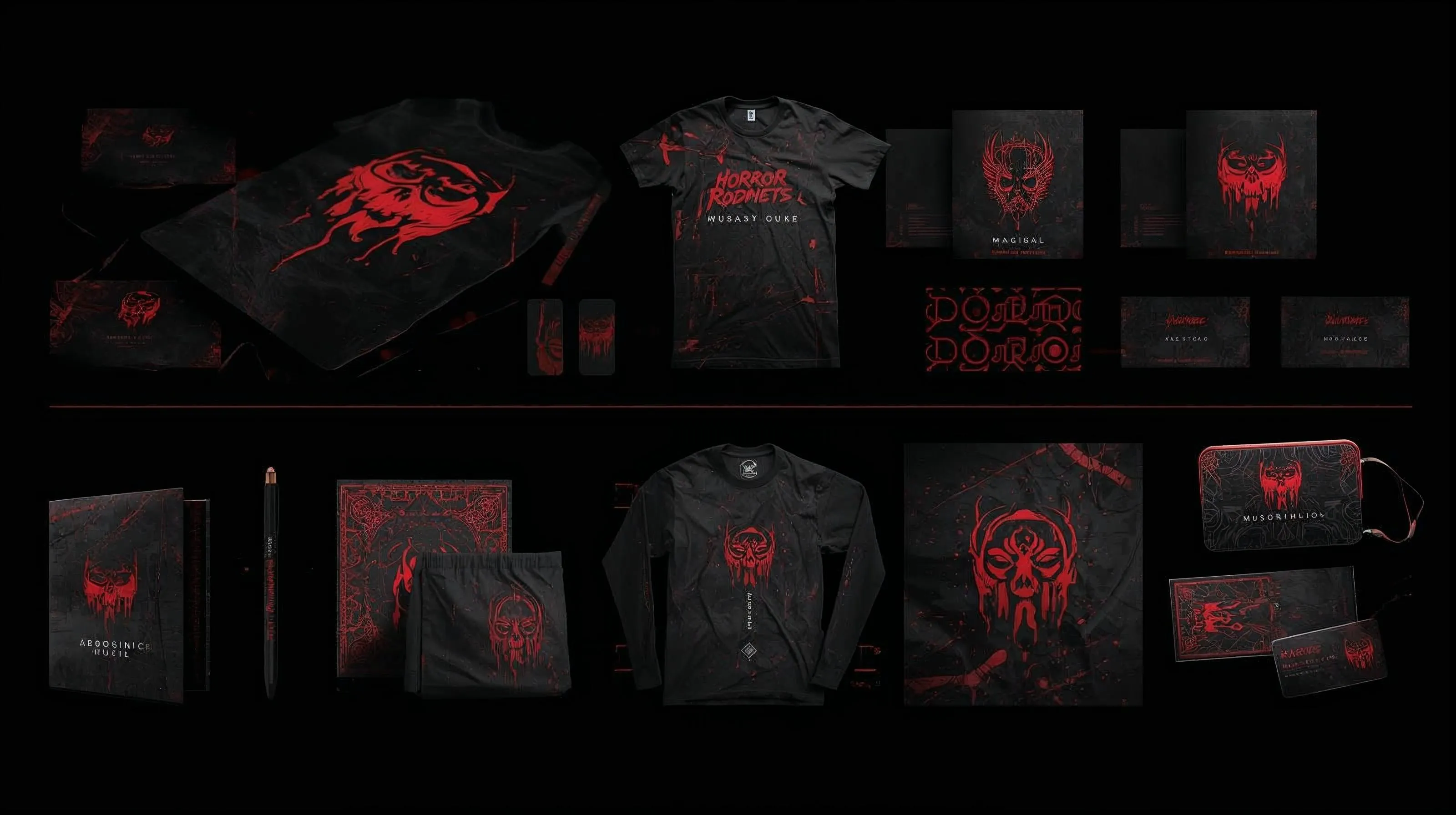 Professional horror music brand identity and marketing materials