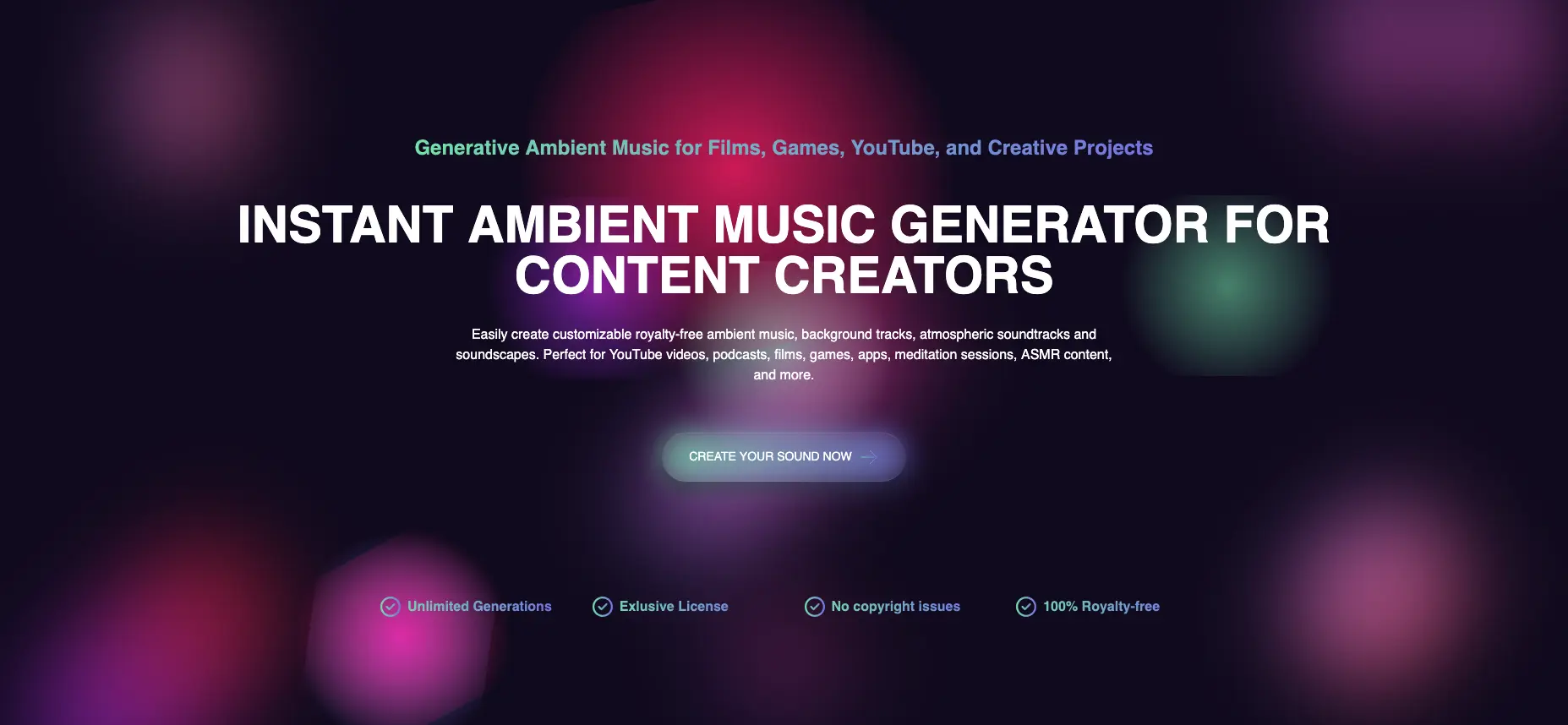 Atmoscapia Ambient Music Generator: Main Page